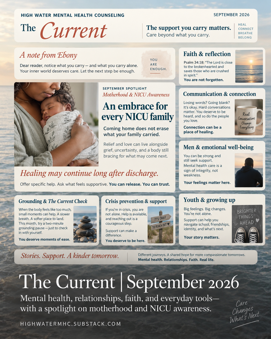 The Current, September 2026: mental health, relationships and everyday life. Spotlight: Motherhood and NICU Awareness.
